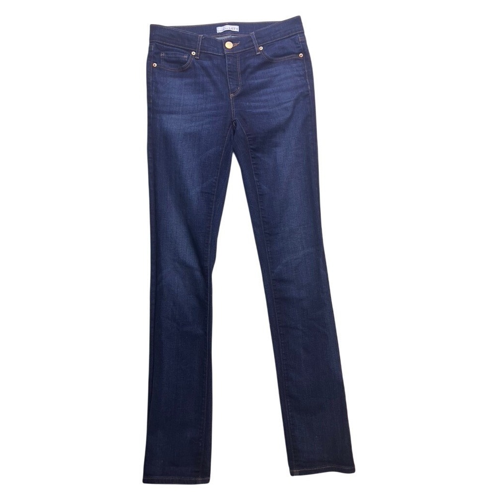 Loft Modern Straight Jeans Women 4 Tall Dark Wash Excellent Stretch Denim Indigo